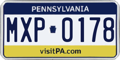 PA license plate MXP0178