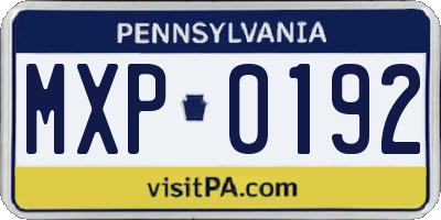 PA license plate MXP0192