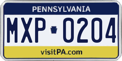 PA license plate MXP0204