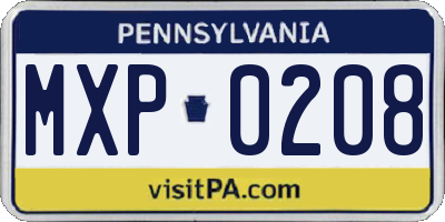 PA license plate MXP0208