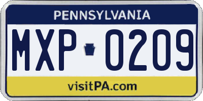 PA license plate MXP0209