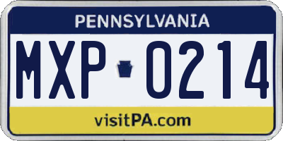 PA license plate MXP0214