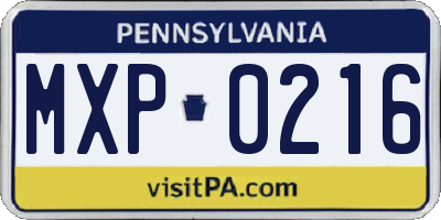 PA license plate MXP0216