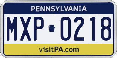PA license plate MXP0218