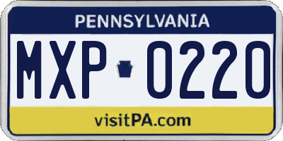 PA license plate MXP0220