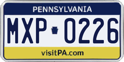 PA license plate MXP0226