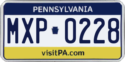 PA license plate MXP0228