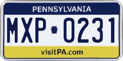 PA license plate MXP0231
