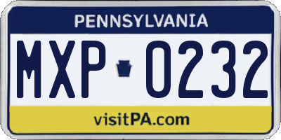 PA license plate MXP0232