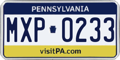 PA license plate MXP0233