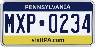 PA license plate MXP0234