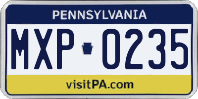 PA license plate MXP0235