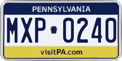 PA license plate MXP0240