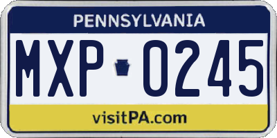 PA license plate MXP0245