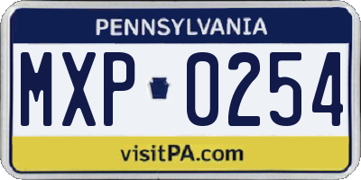PA license plate MXP0254