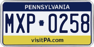 PA license plate MXP0258