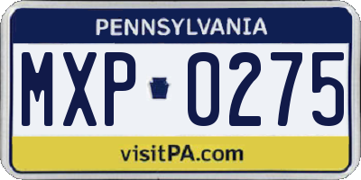 PA license plate MXP0275