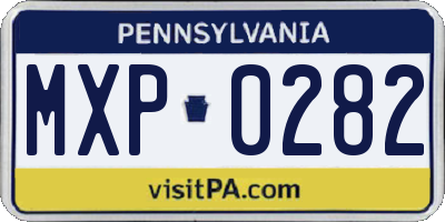 PA license plate MXP0282