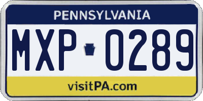 PA license plate MXP0289