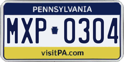 PA license plate MXP0304