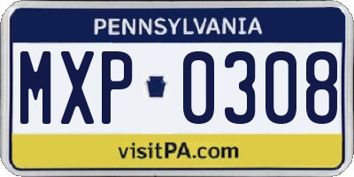 PA license plate MXP0308