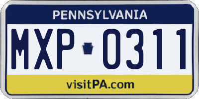 PA license plate MXP0311