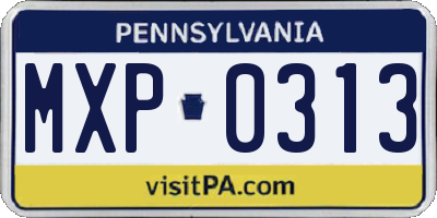 PA license plate MXP0313