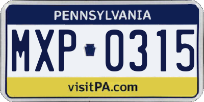 PA license plate MXP0315