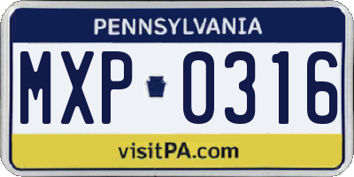 PA license plate MXP0316