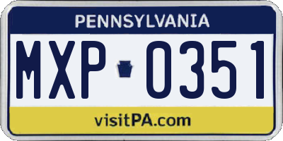 PA license plate MXP0351