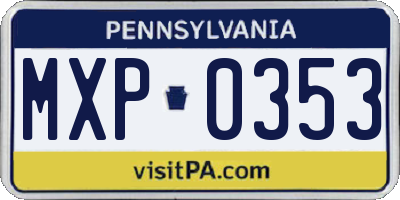PA license plate MXP0353