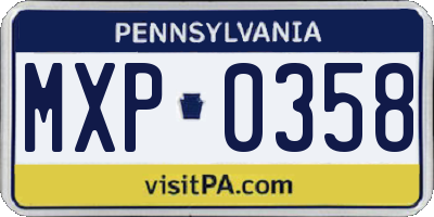 PA license plate MXP0358