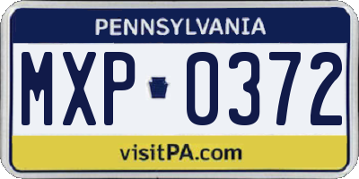 PA license plate MXP0372