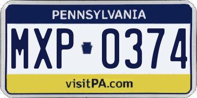 PA license plate MXP0374