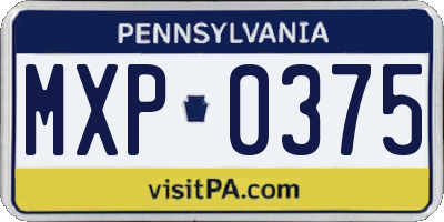 PA license plate MXP0375