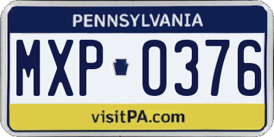PA license plate MXP0376
