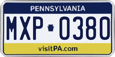 PA license plate MXP0380