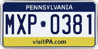 PA license plate MXP0381