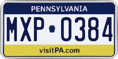 PA license plate MXP0384