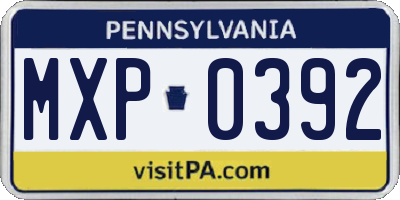 PA license plate MXP0392