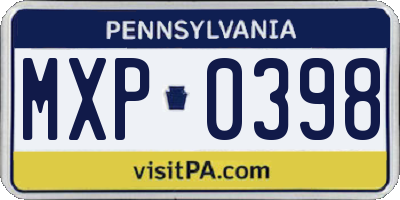 PA license plate MXP0398