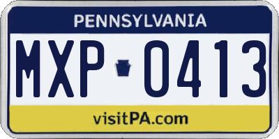 PA license plate MXP0413