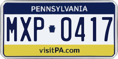 PA license plate MXP0417