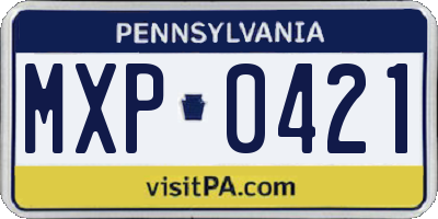 PA license plate MXP0421