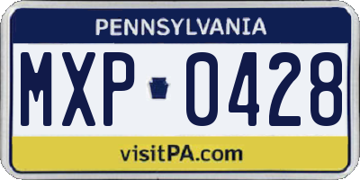 PA license plate MXP0428