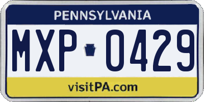 PA license plate MXP0429