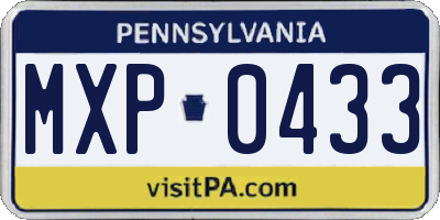 PA license plate MXP0433