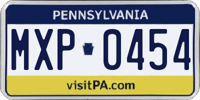 PA license plate MXP0454