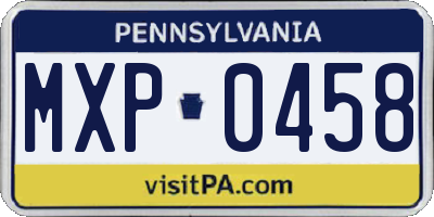 PA license plate MXP0458
