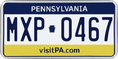 PA license plate MXP0467